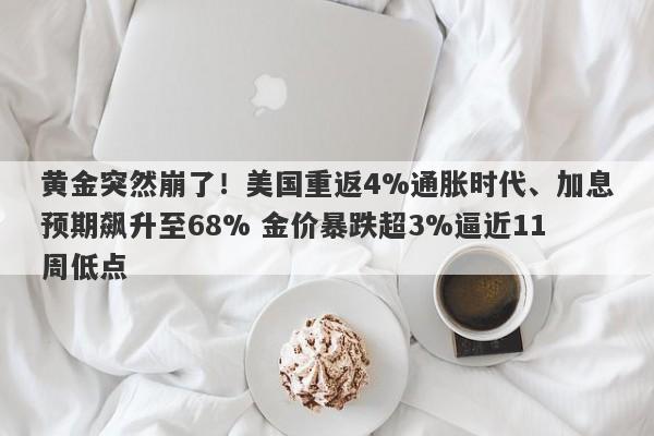 黄金突然崩了！美国重返4%通胀时代、加息预期飙升至68% 金价暴跌超3%逼近11周低点
